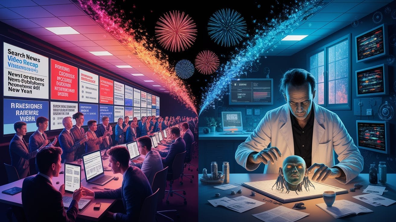 Search News Buzz Video Recap: Google December Core Update Done, News Publishers Hit Hard, Frankenstein AI Recipe Horror & Happy New Year